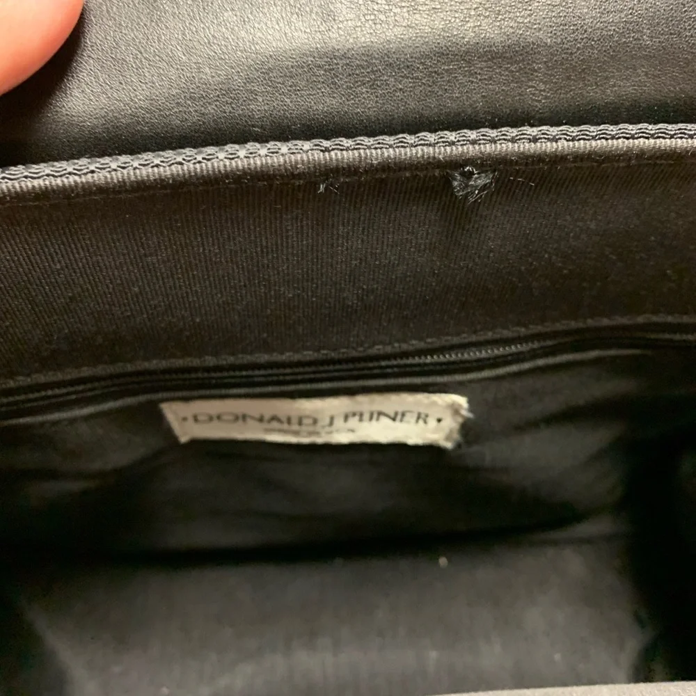 Womens Donald Pliner Black Satchel Leather/fabric Bag
